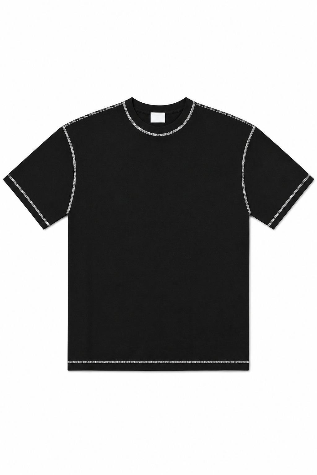 Contrast Stitch Black Tee