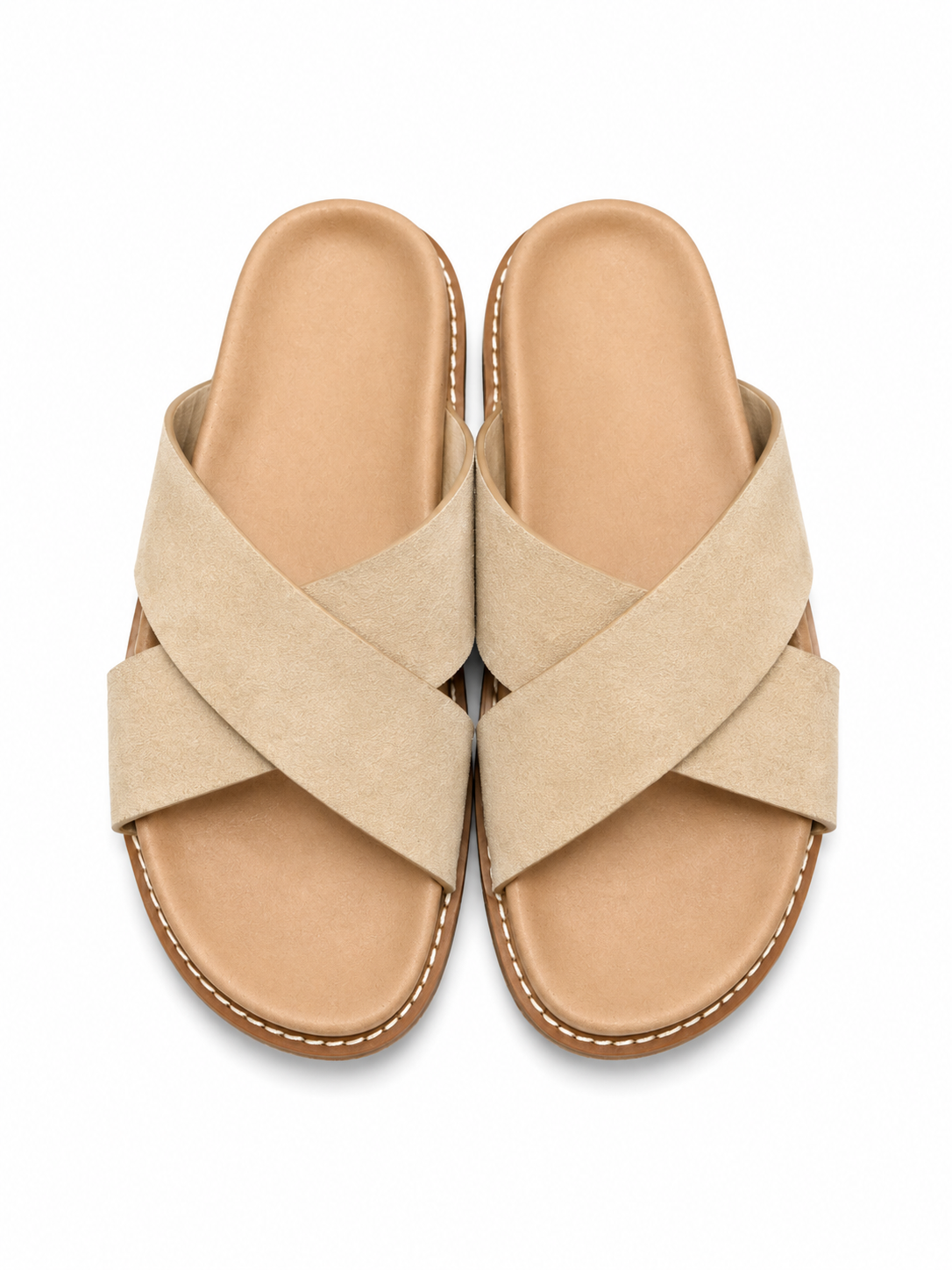 Beige Suede Sliders