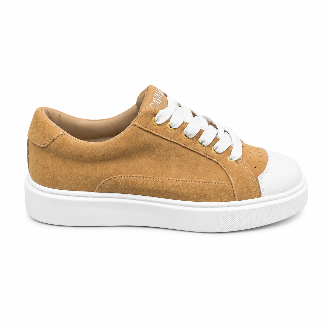 CAVALLI Suede Platform Sneakers – Beige/White