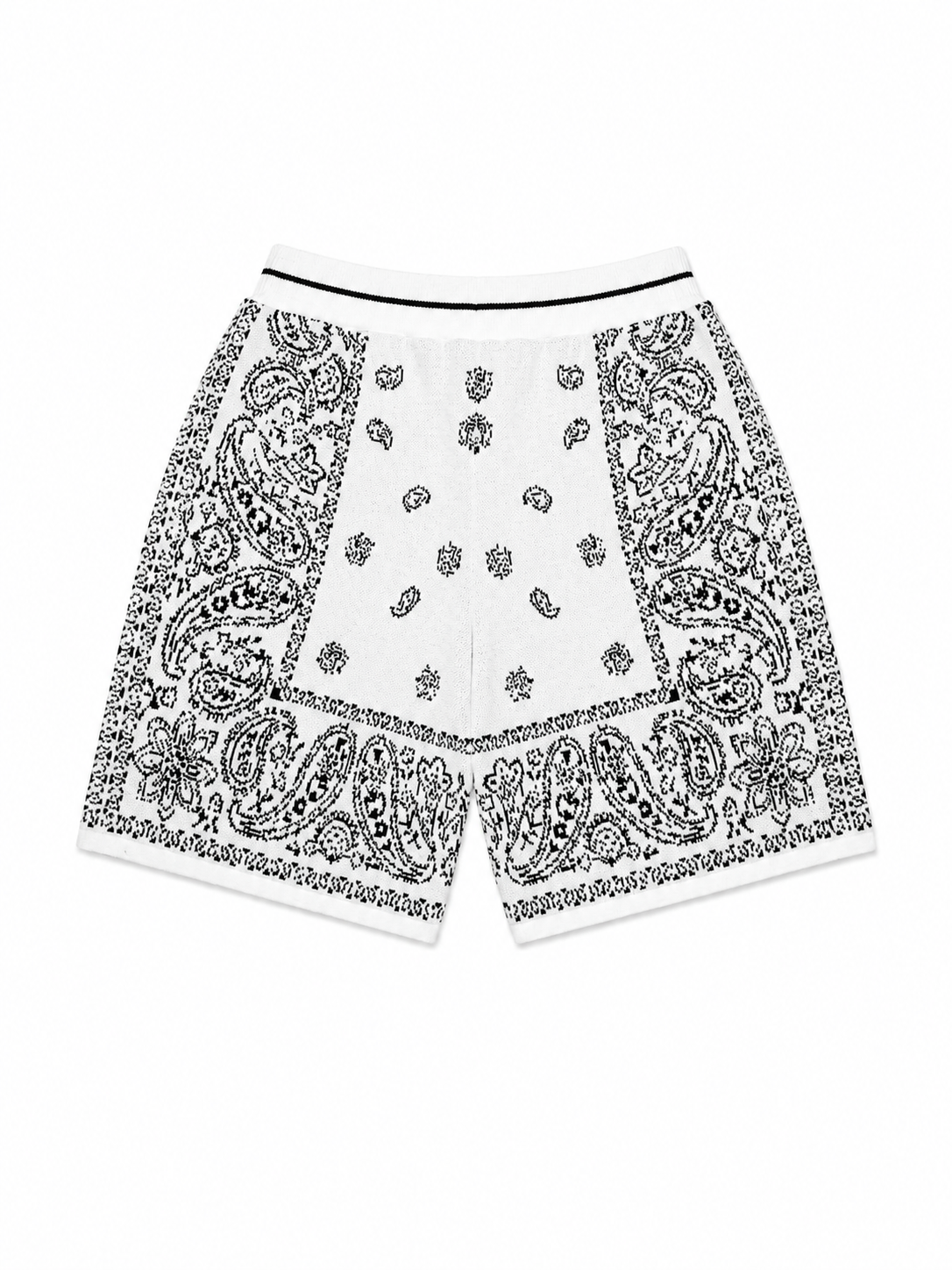 Paisley Knit Lounge Black Shorts