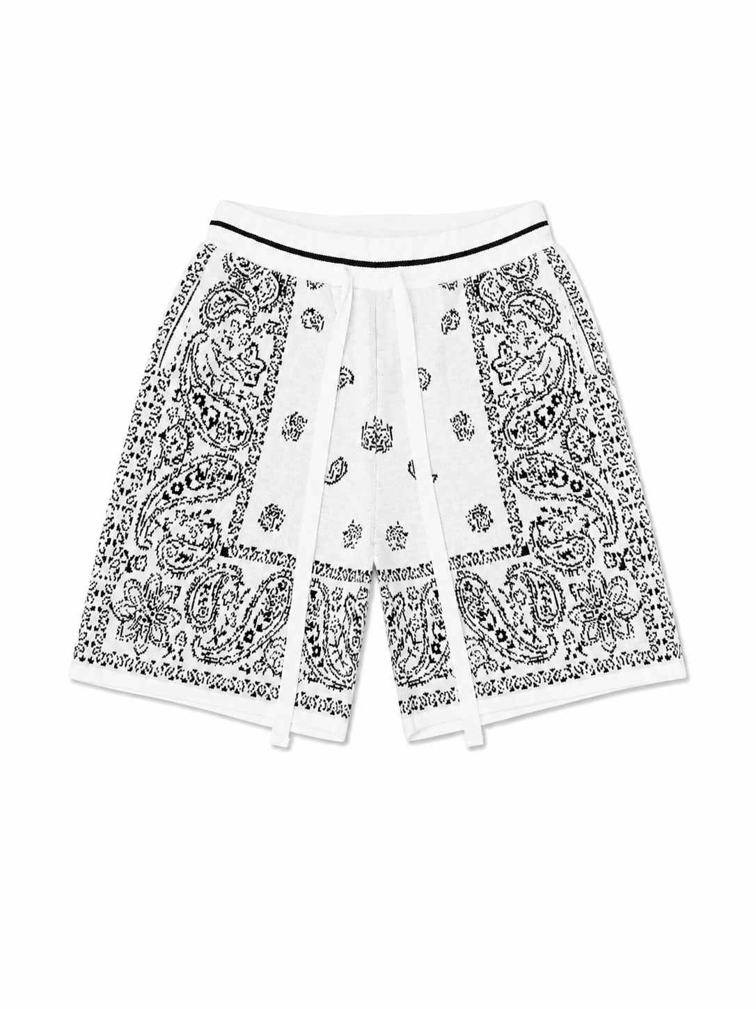 Paisley Knit Lounge Black Shorts
