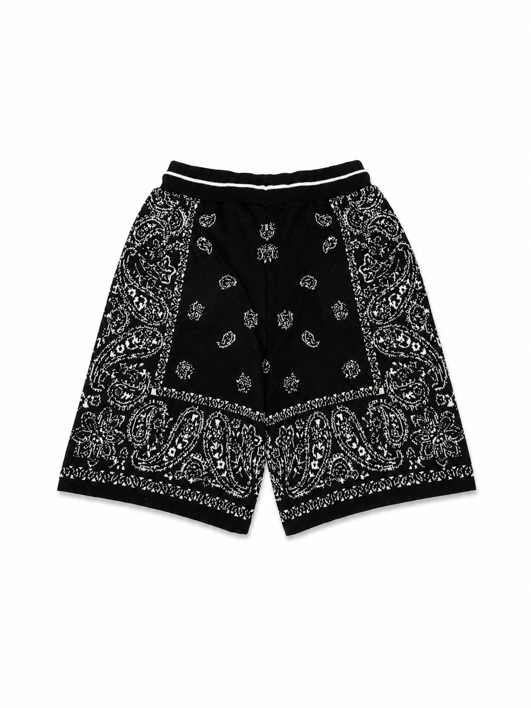 Paisley Knit Lounge Black Shorts
