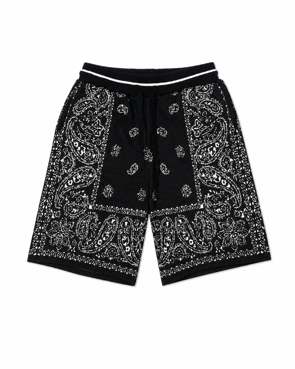 Paisley Knit Lounge Black Shorts