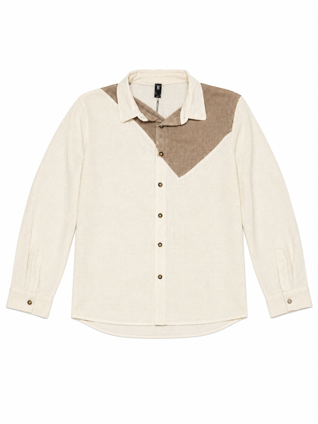 Contrast Panel Linen Shirt