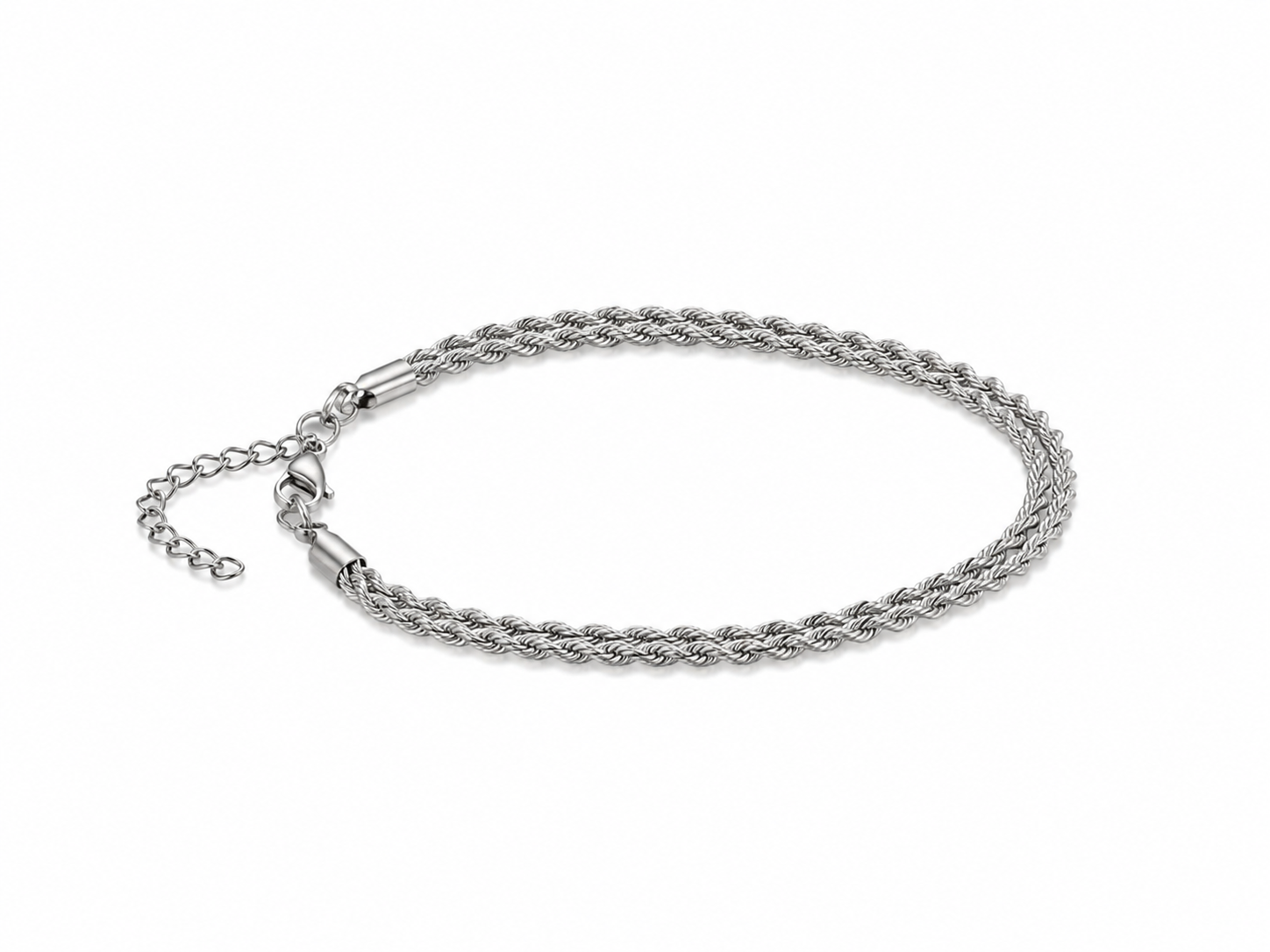 Double Silver Rope Bracelet